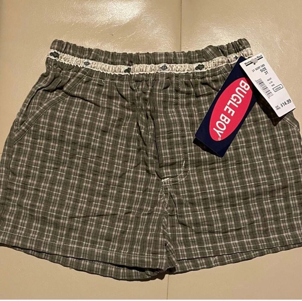 Vintage Bugle Boy Toddler Boys 2-Piece Set: Gingham Shorts (3T) and Henley Shirt